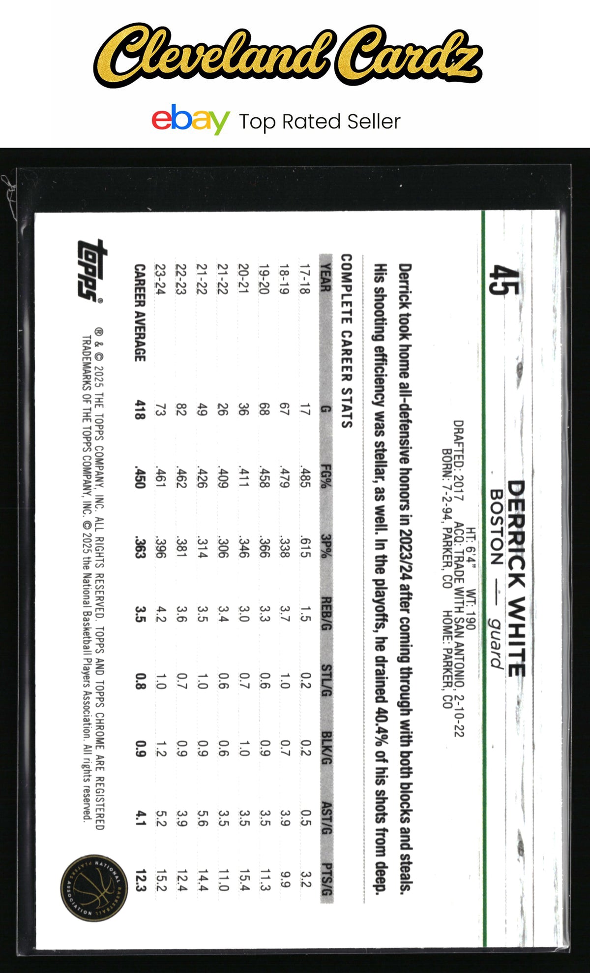 2024-25 Topps Chrome #45 Derrick White