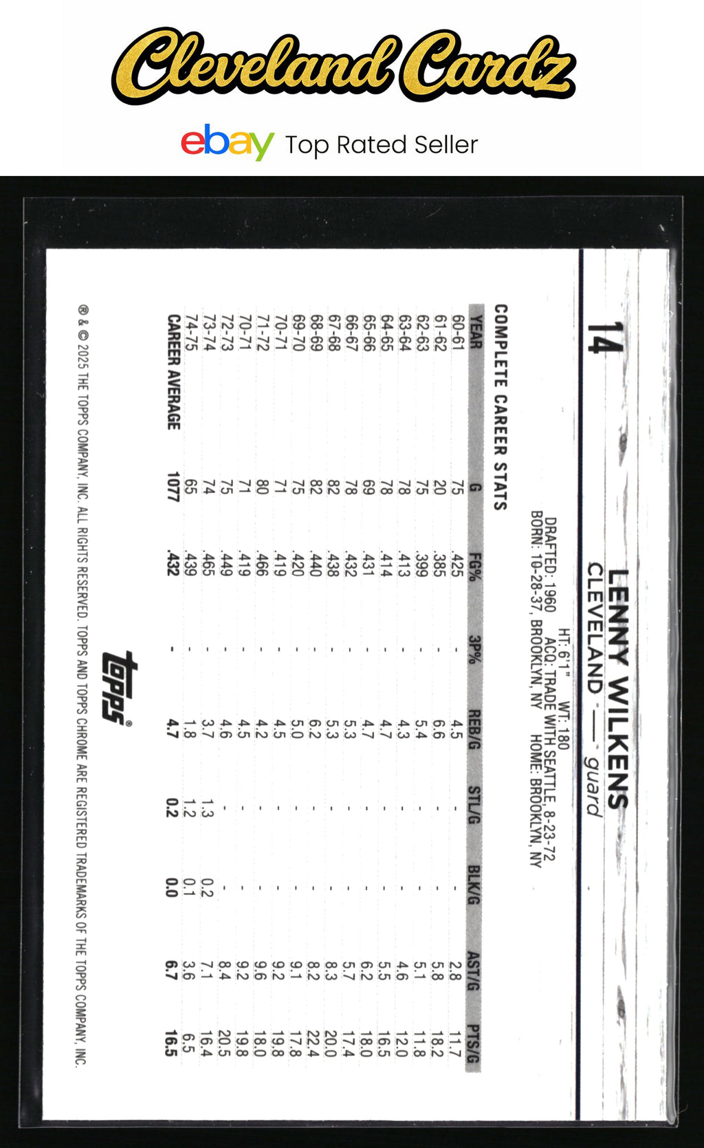 2024-25 Topps Chrome #14 Lenny Wilkens Pink Refractor