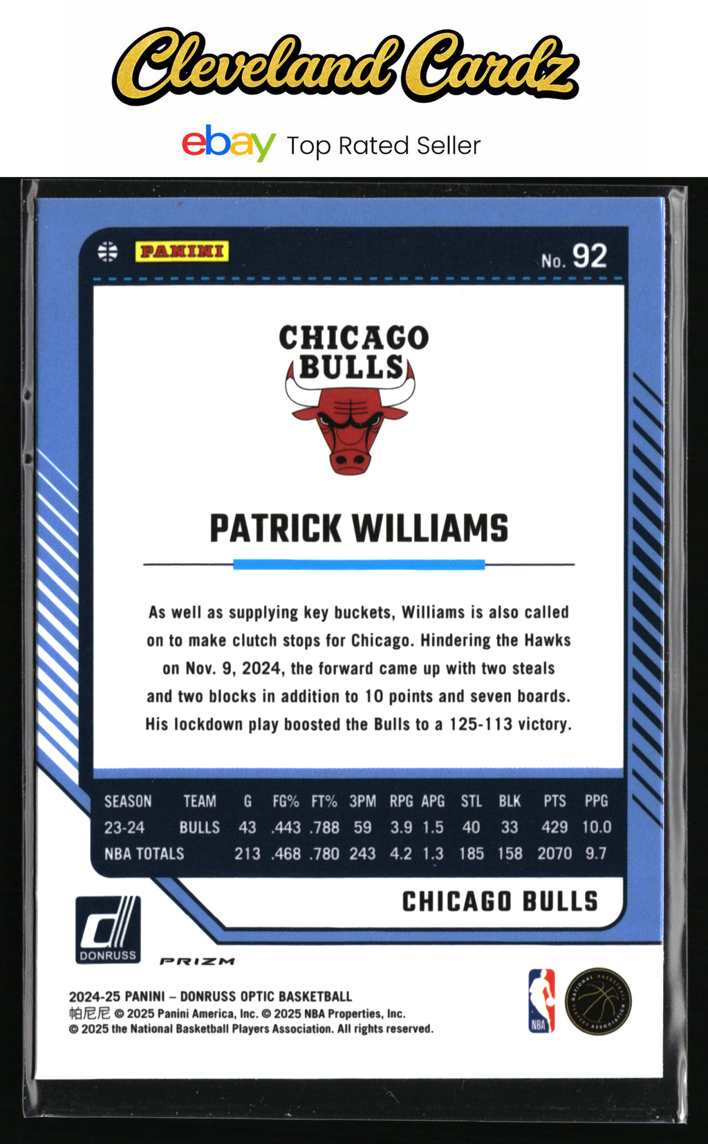 2024-25 Donruss Optic #92 Patrick Williams Hyper Pink