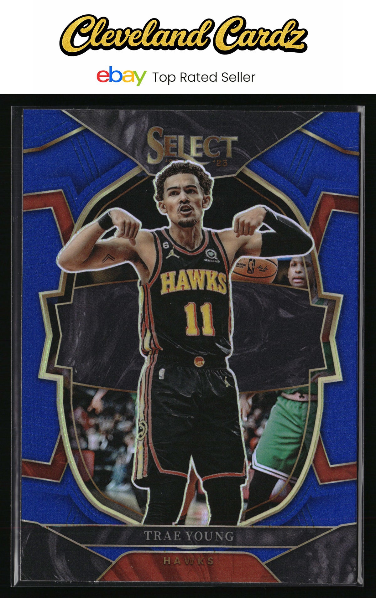 2022-23 Panini Select #66 Trae Young Blue Prizms