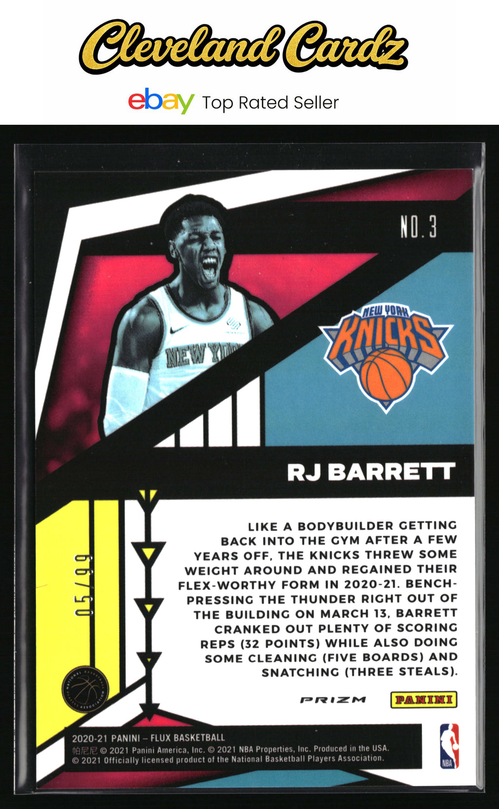 2020-21 Panini Flux #3 RJ Barrett Flux Appeal Blue #/99