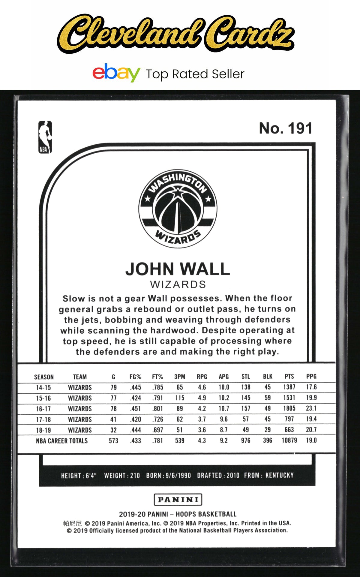 2019-20 Hoops #191 John Wall Teal Explosion