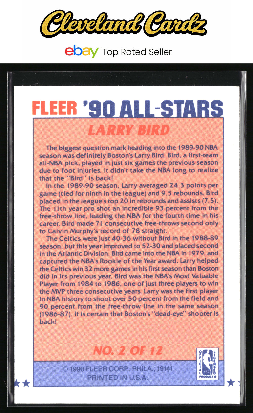 1990-91 Fleer #2 Larry Bird All-Stars