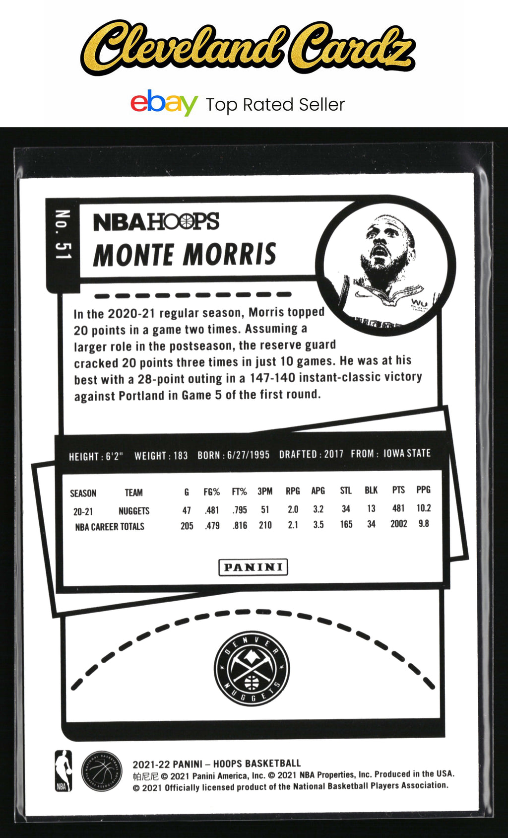 2021-22 Hoops #51 Monte Morris Teal Explosion
