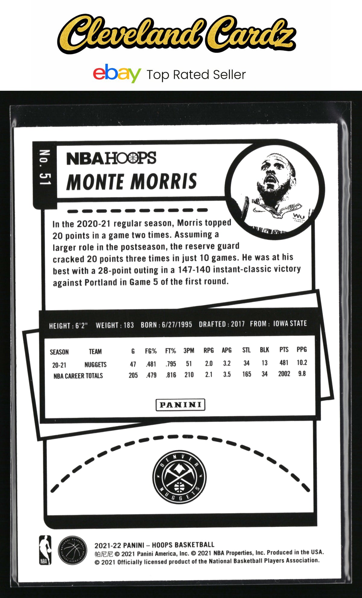 2021-22 Hoops #51 Monte Morris Teal Explosion