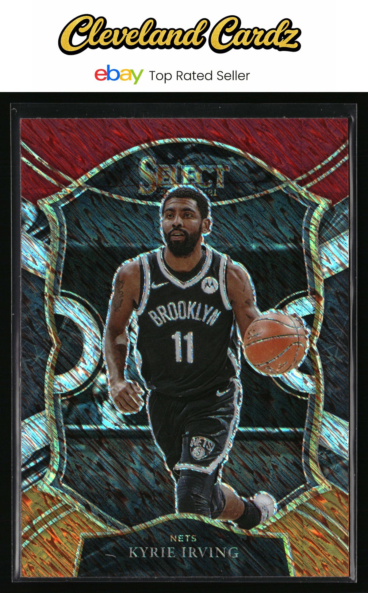 2020-21 Panini Select #42 Kyrie Irving Red White Orange Flash