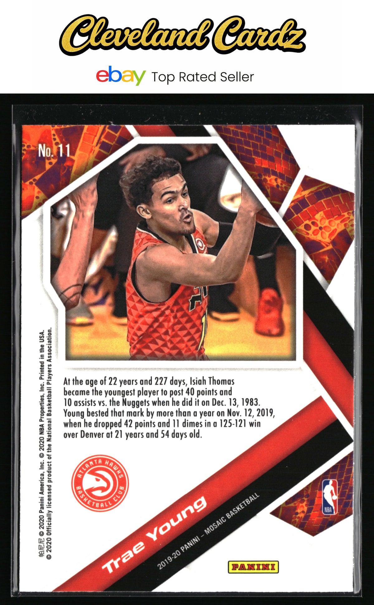 2019-20 Panini Mosaic #11 Trae Young Will to Win