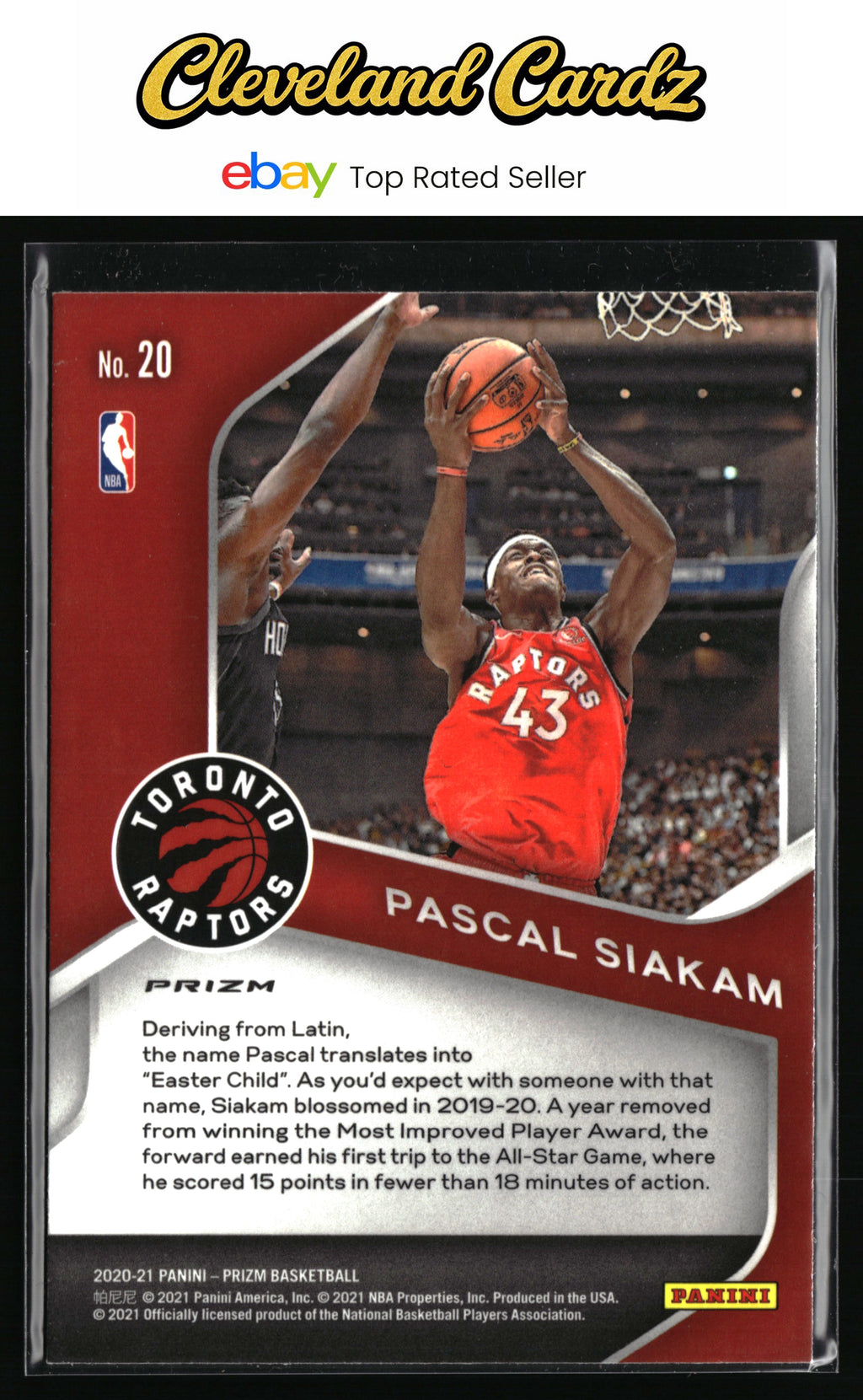 2020-21 Panini Prizm #20 Pascal Siakam Dominance Prizms Silver