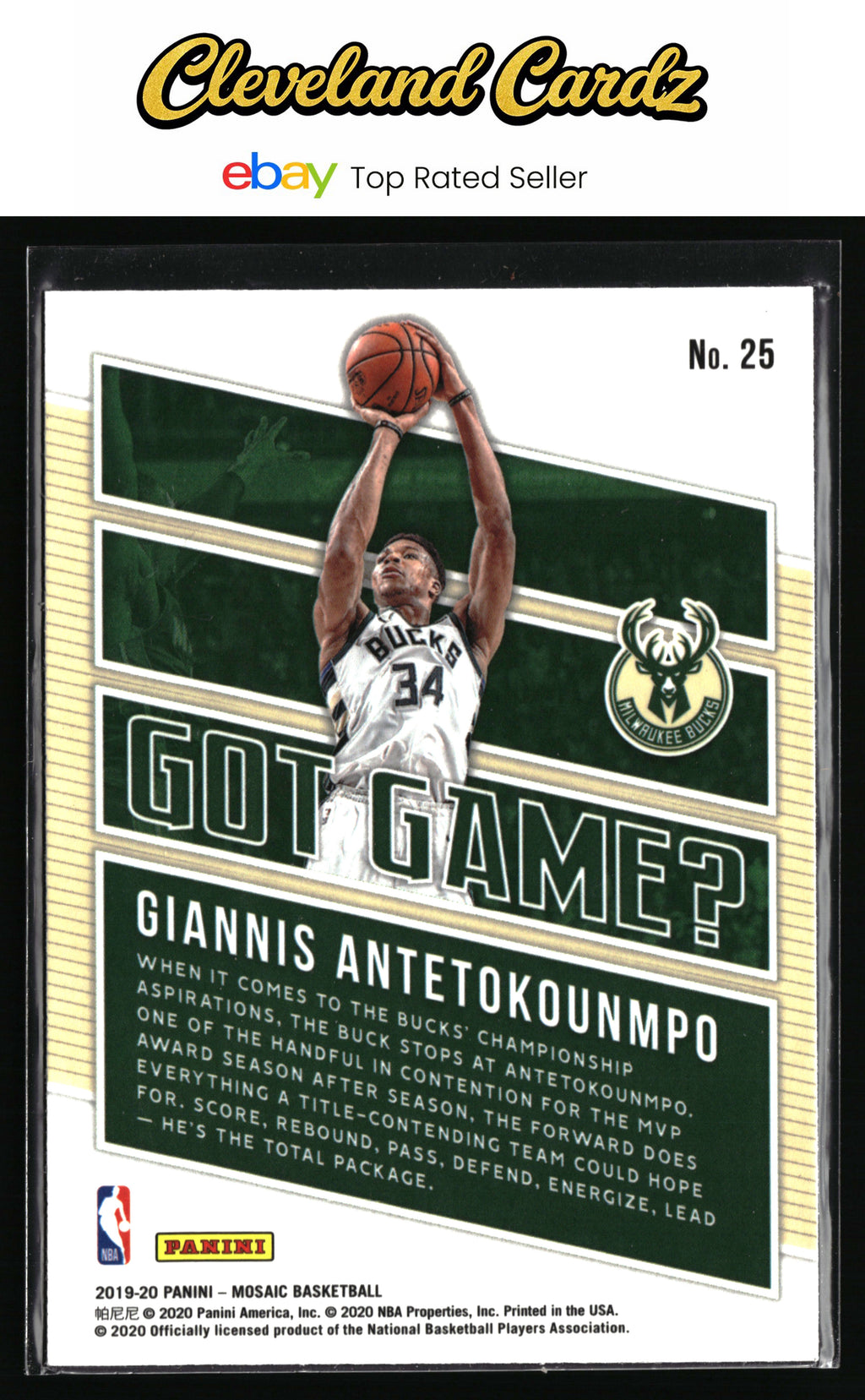 2019-20 Panini Mosaic #25 Giannis Antetokounmpo Got Game?