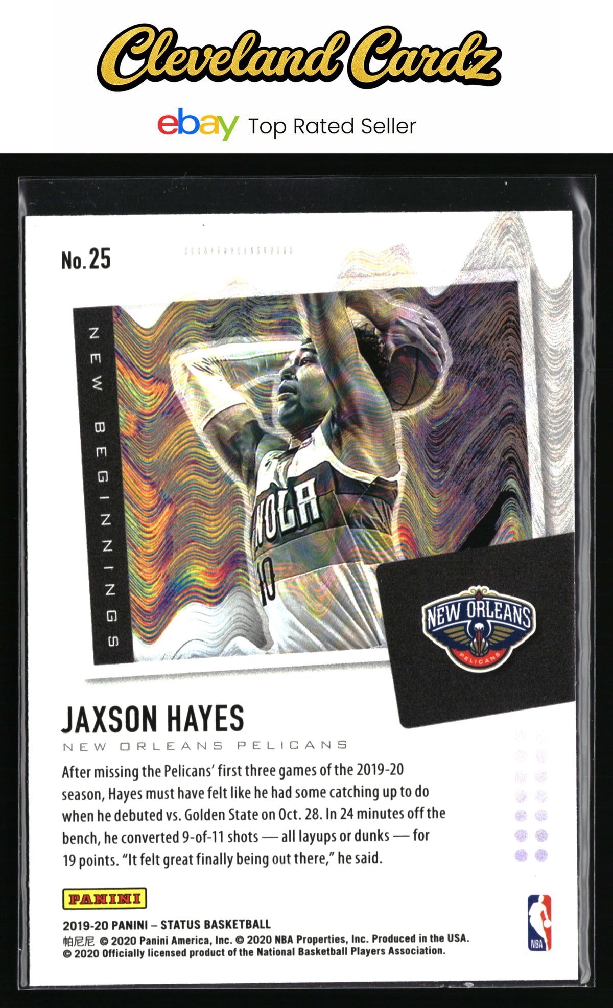 2019-20 Panini Status #25 Jaxson Hayes New Beginnings