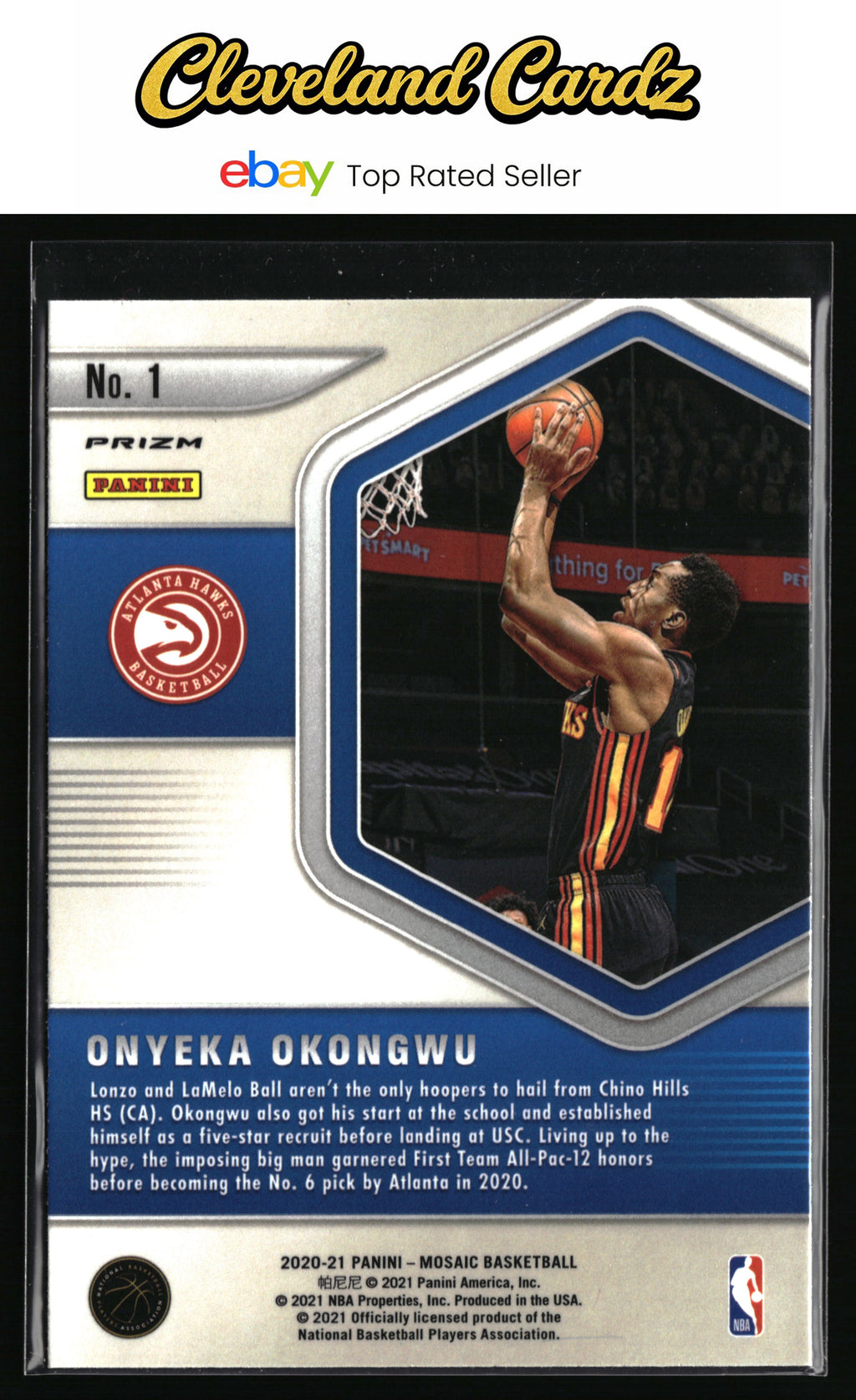 2020-21 Panini Mosaic #1 Onyeka Okongwu Blue Chips Mosaic