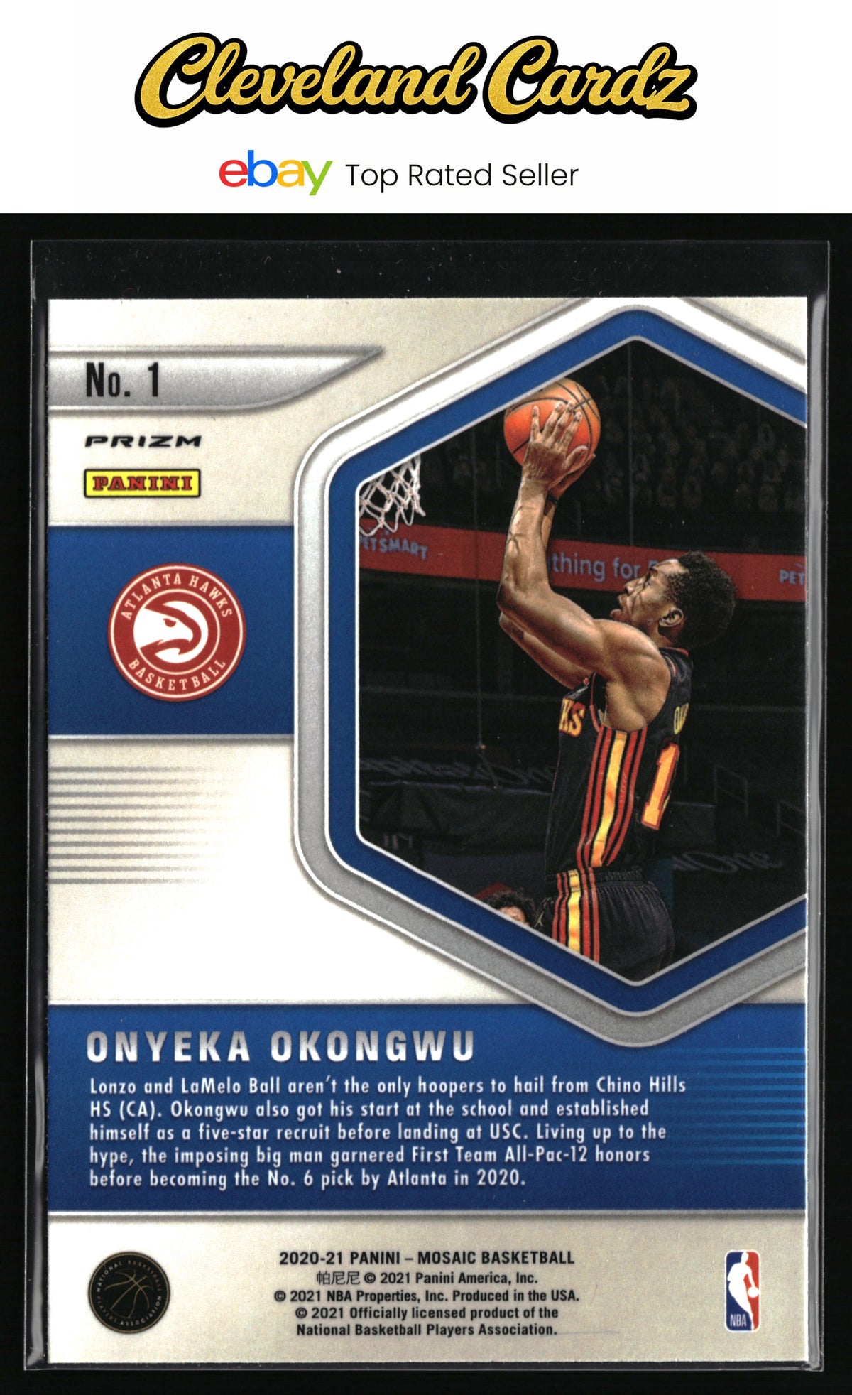 2020-21 Panini Mosaic #1 Onyeka Okongwu Blue Chips Mosaic