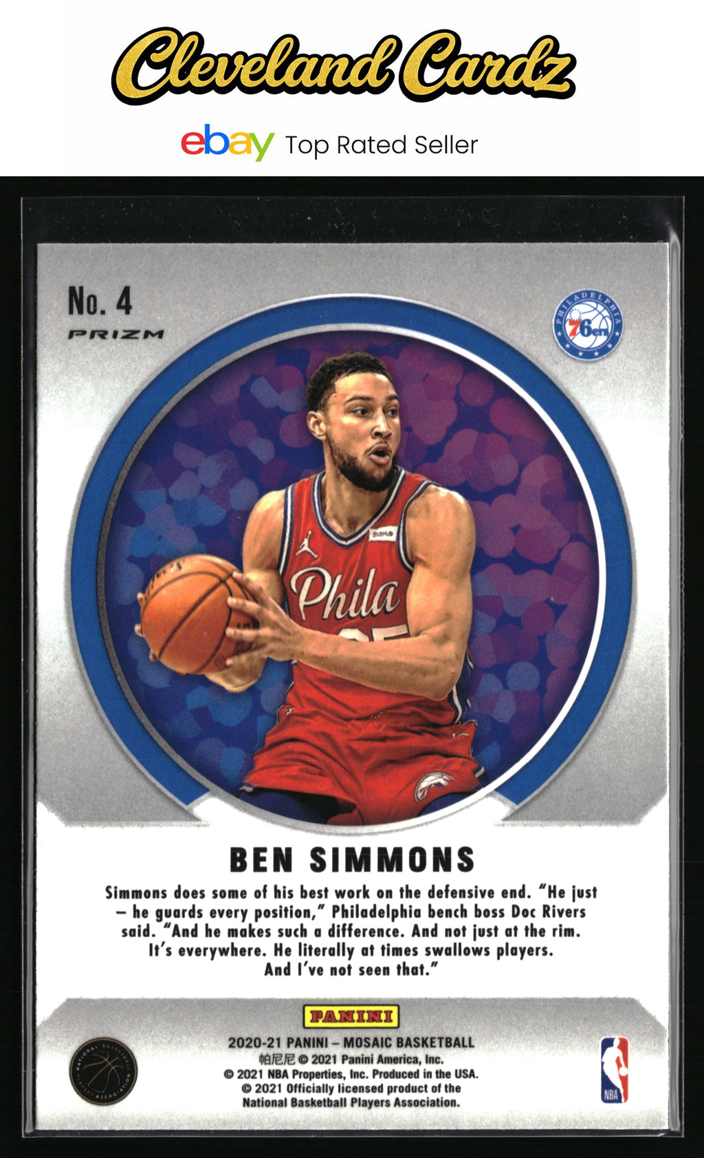 2020-21 Panini Mosaic #4 Ben Simmons Men of Mastery Mosaic