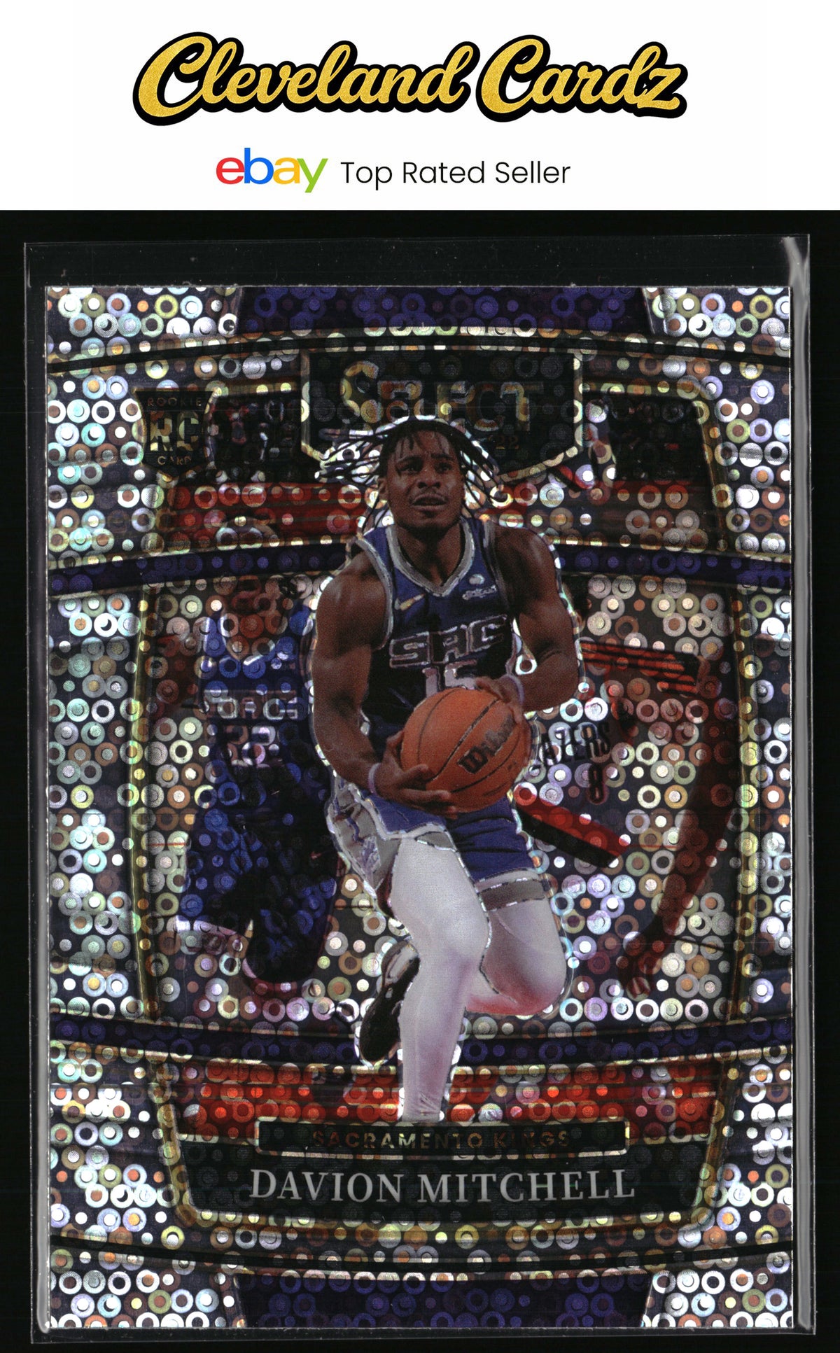 2021-22 Panini Select #23 Davion Mitchell Disco Prizms