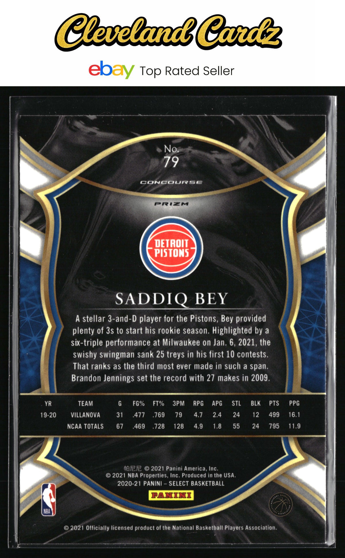 2020-21 Panini Select #79 Saddiq Bey Red Wave Prizms