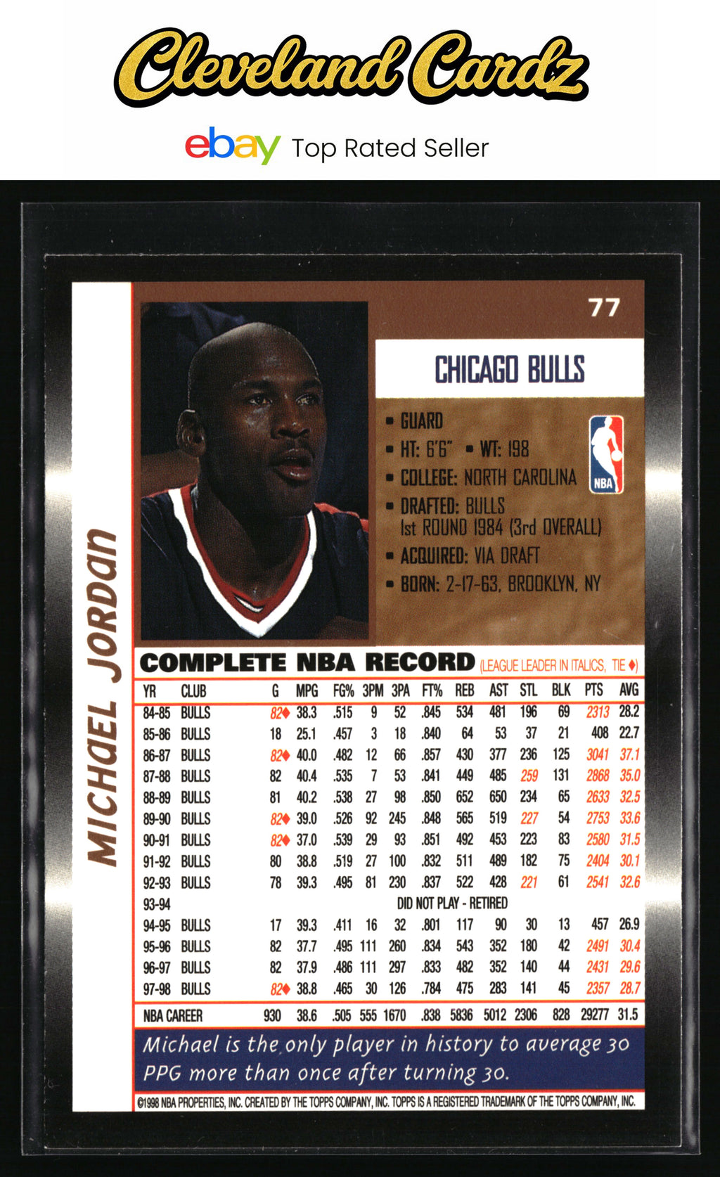 1998-99 Topps #77 Michael Jordan