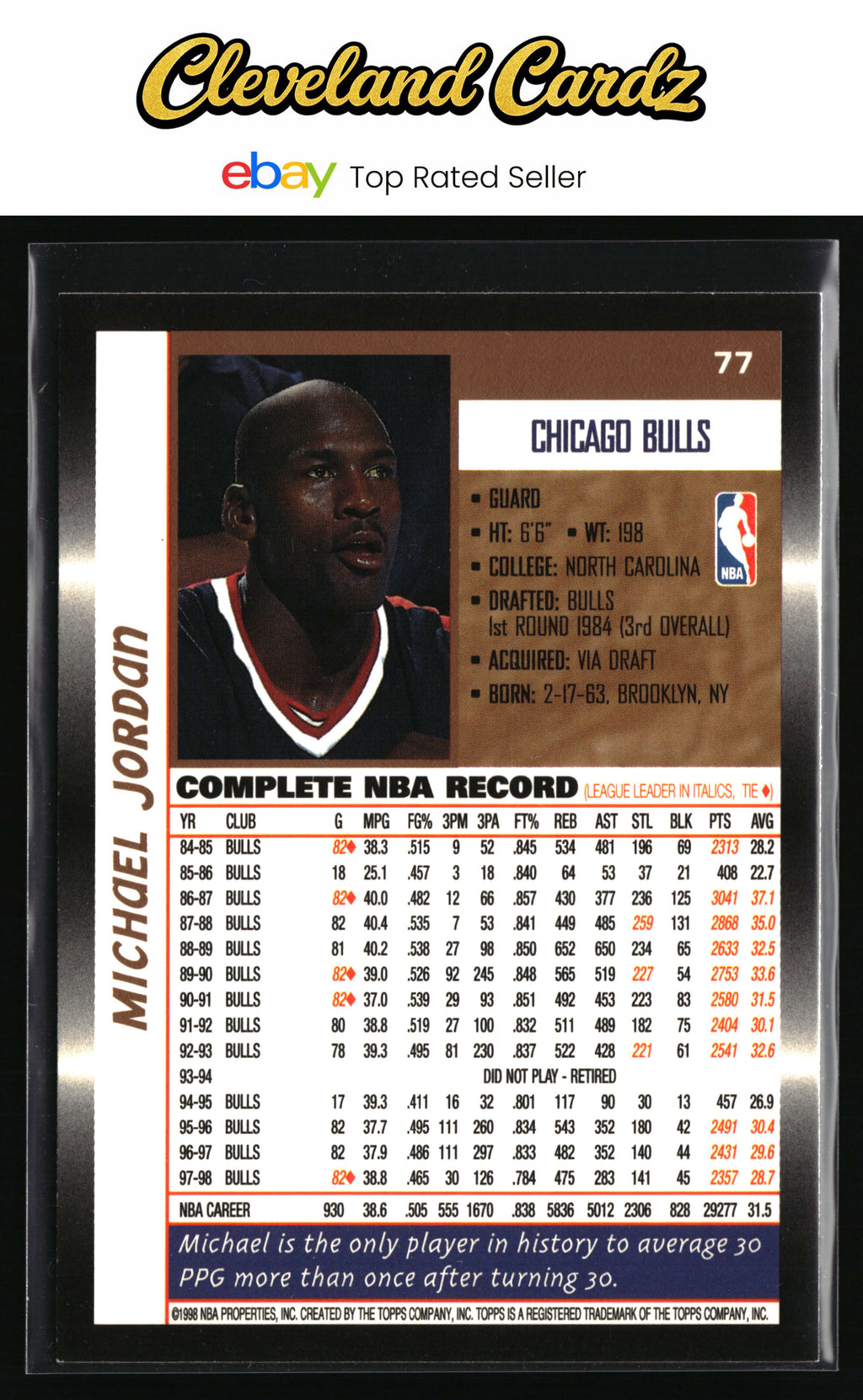 1998-99 Topps #77 Michael Jordan