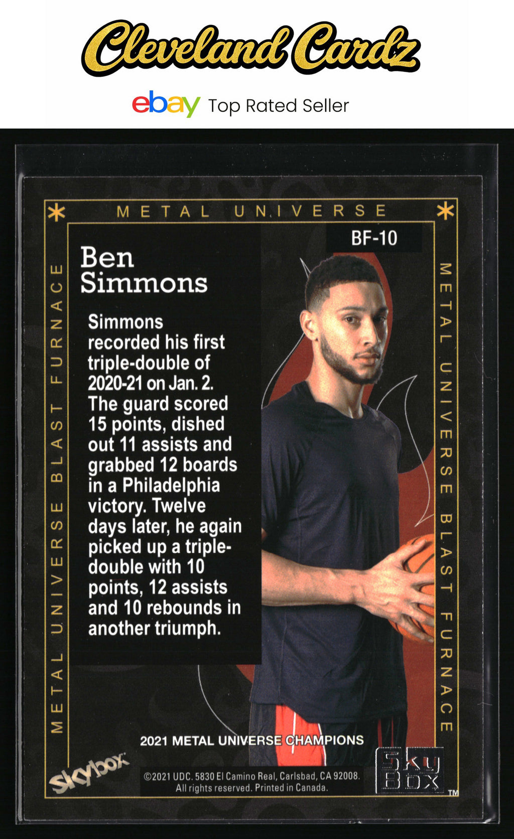 2021 SkyBox Metal Universe Champions #BF-10 Ben Simmons Blast Furnace