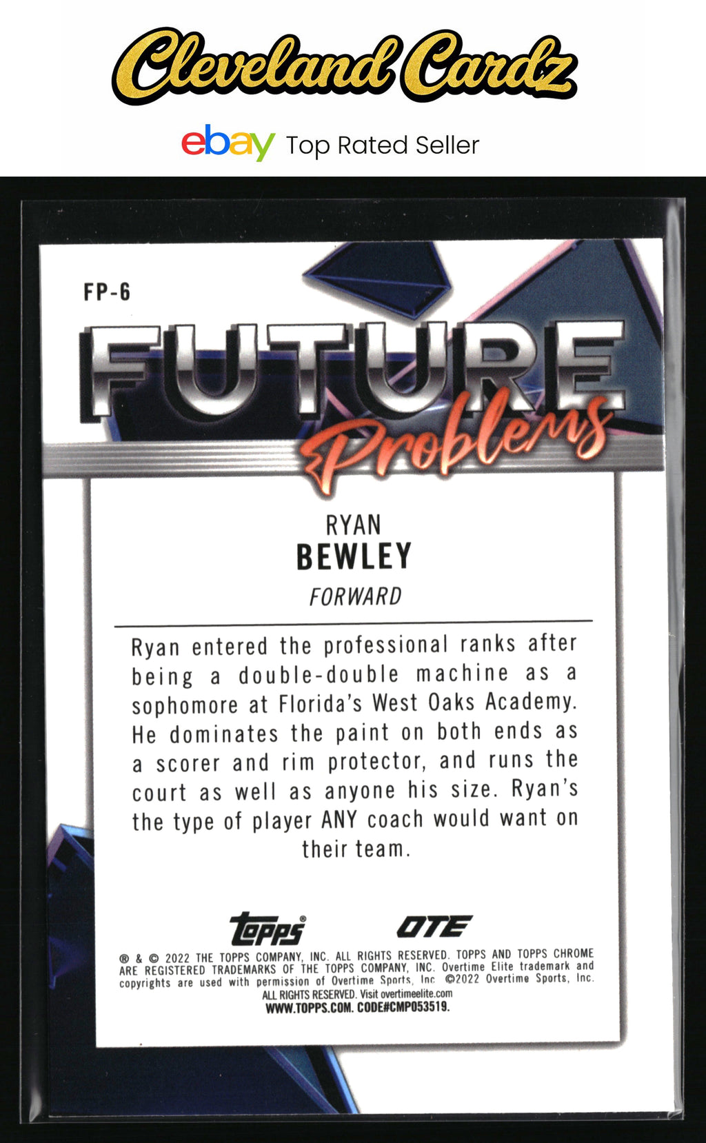 2021-22 Topps Chrome Overtime Elite #FP-6 Ryan Bewley Future Problems