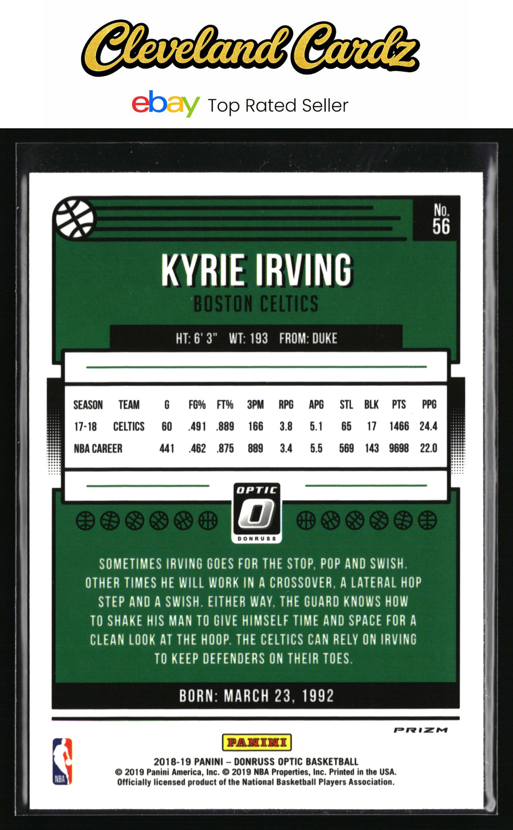 2018-19 Donruss Optic #56 Kyrie Irving Purple