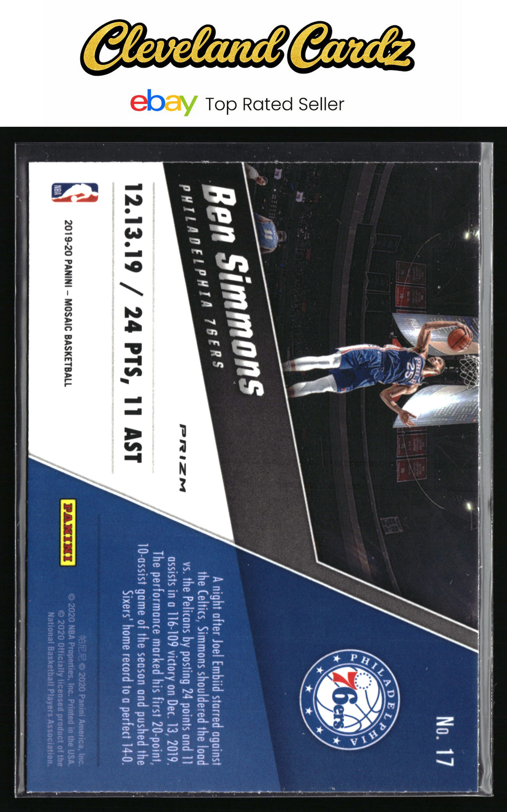 2019-20 Panini Mosaic #17 Ben Simmons Montage Fast Break Silver