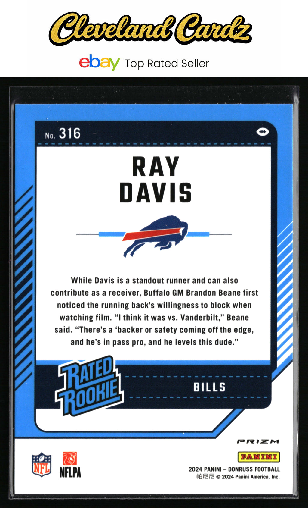 2024 Donruss #316 Ray Davis Optic Rated Rookies Preview Red and Green