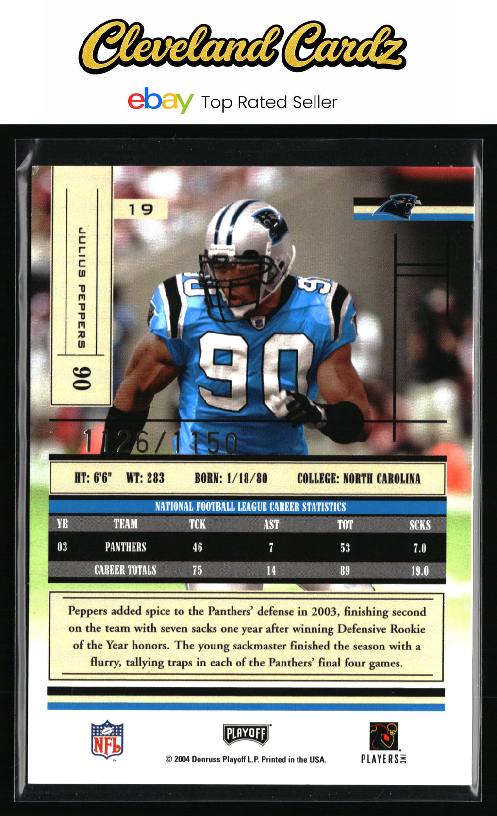 2004 Playoff Absolute Memorabilia #19 Julius Peppers Spectrum #/100