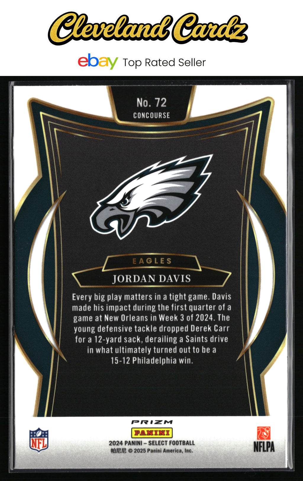 2024 Panini Select #72 Jordan Davis Black & Blue Prizm Shock