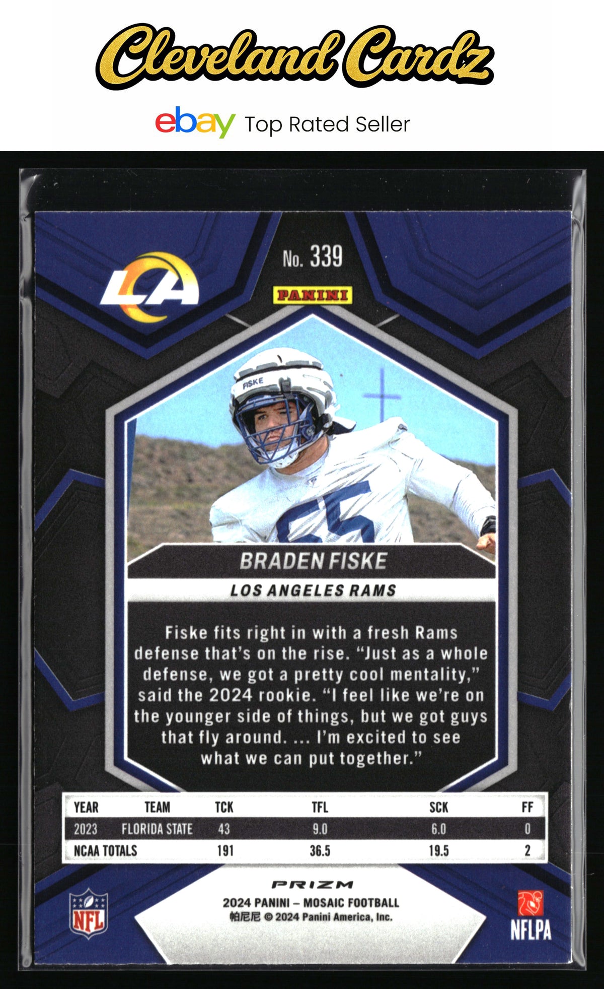 2024 Panini Mosaic #339 Braden Fiske Mosaic Green