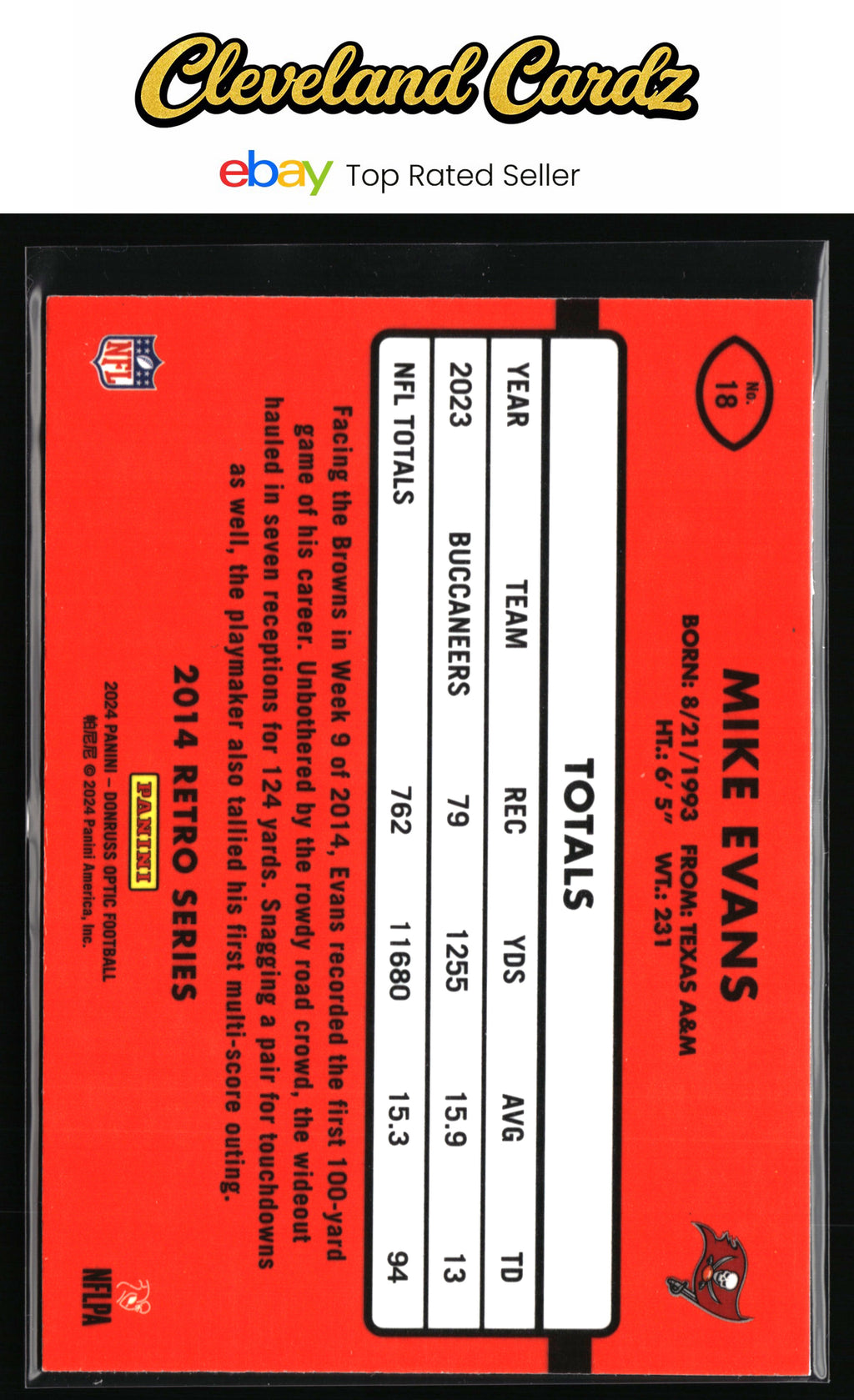 2024 Donruss Optic #18 Mike Evans 2014 Retro Series