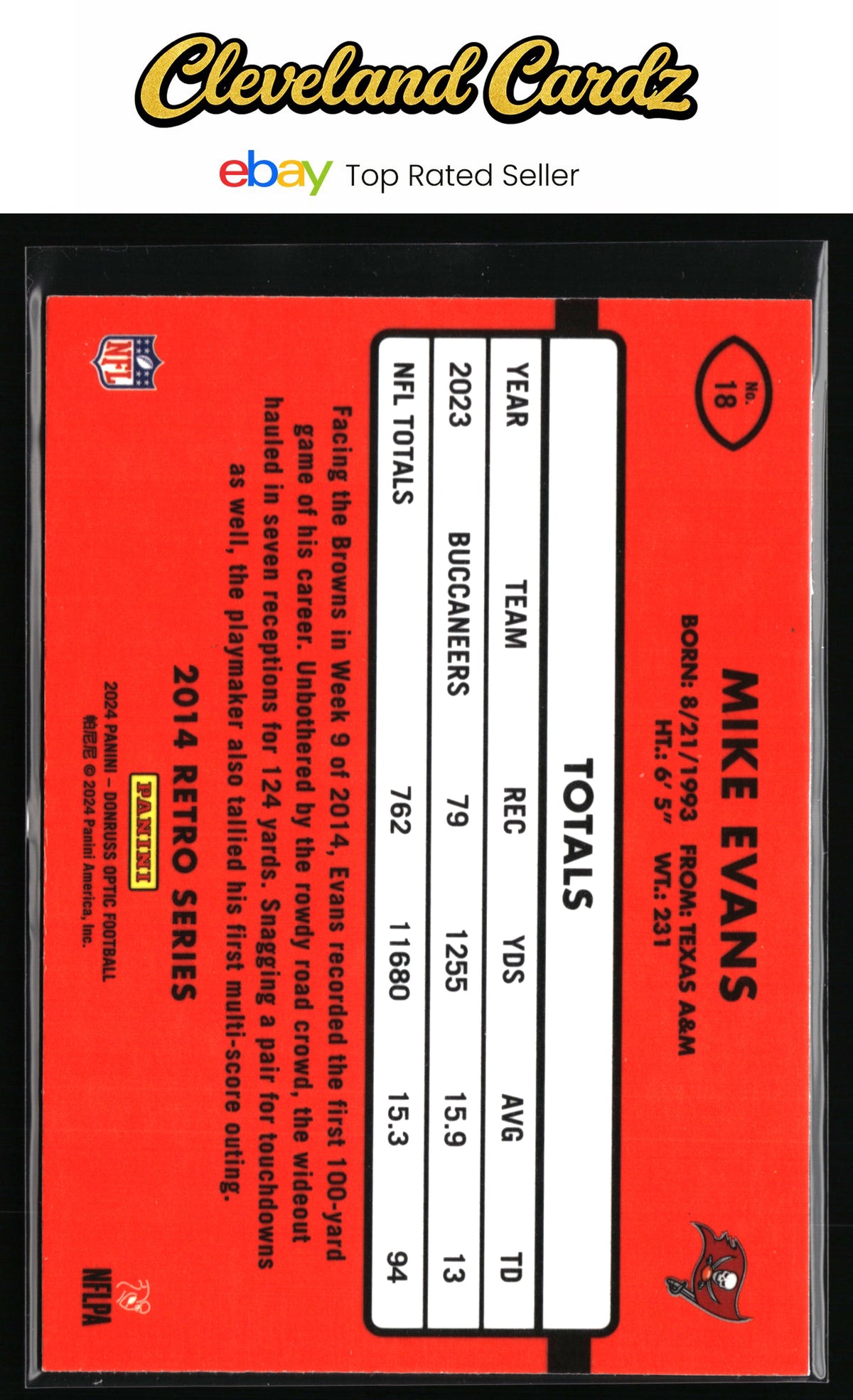 2024 Donruss Optic #18 Mike Evans 2014 Retro Series