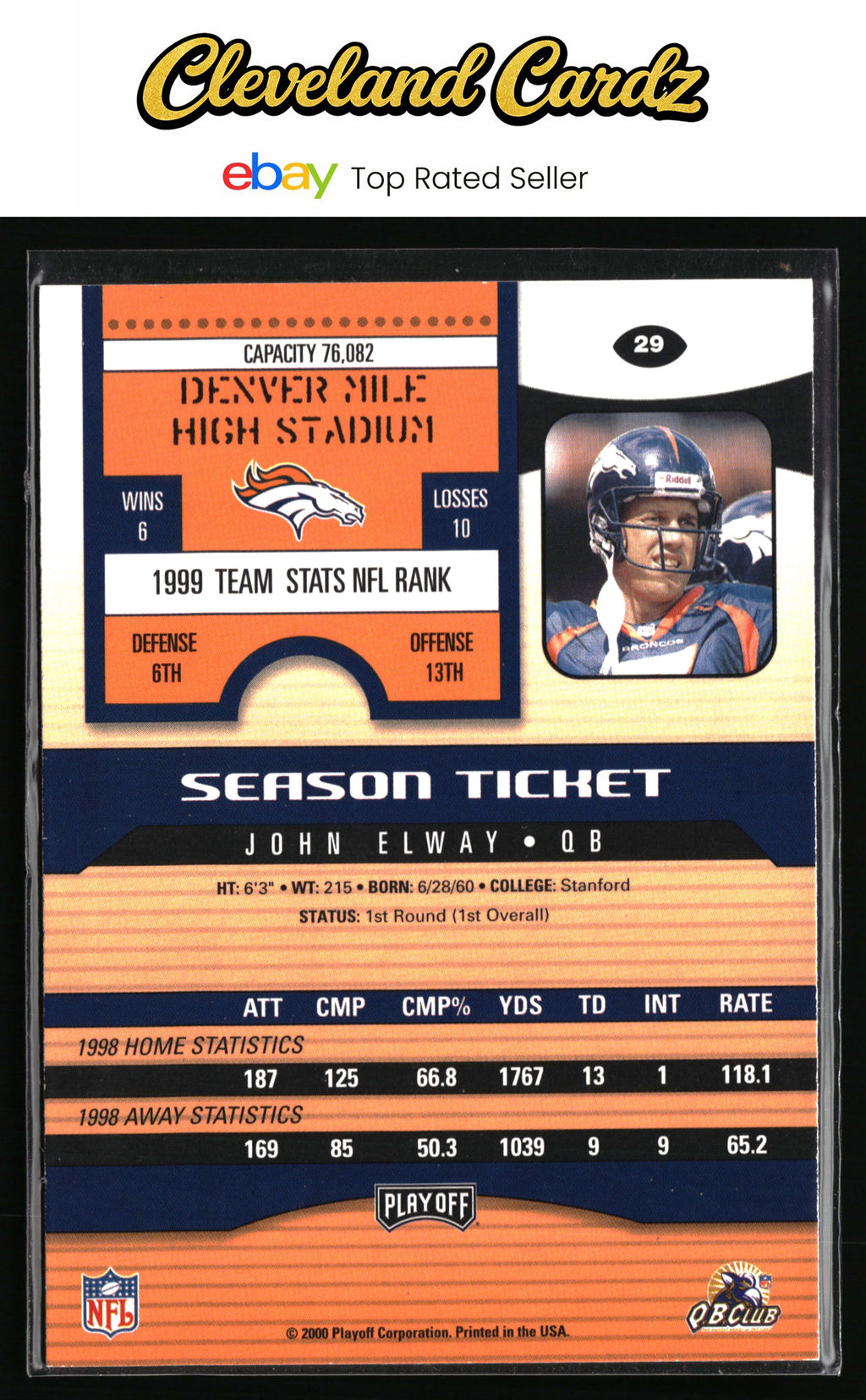 2000 Playoff Contenders #29 John Elway
