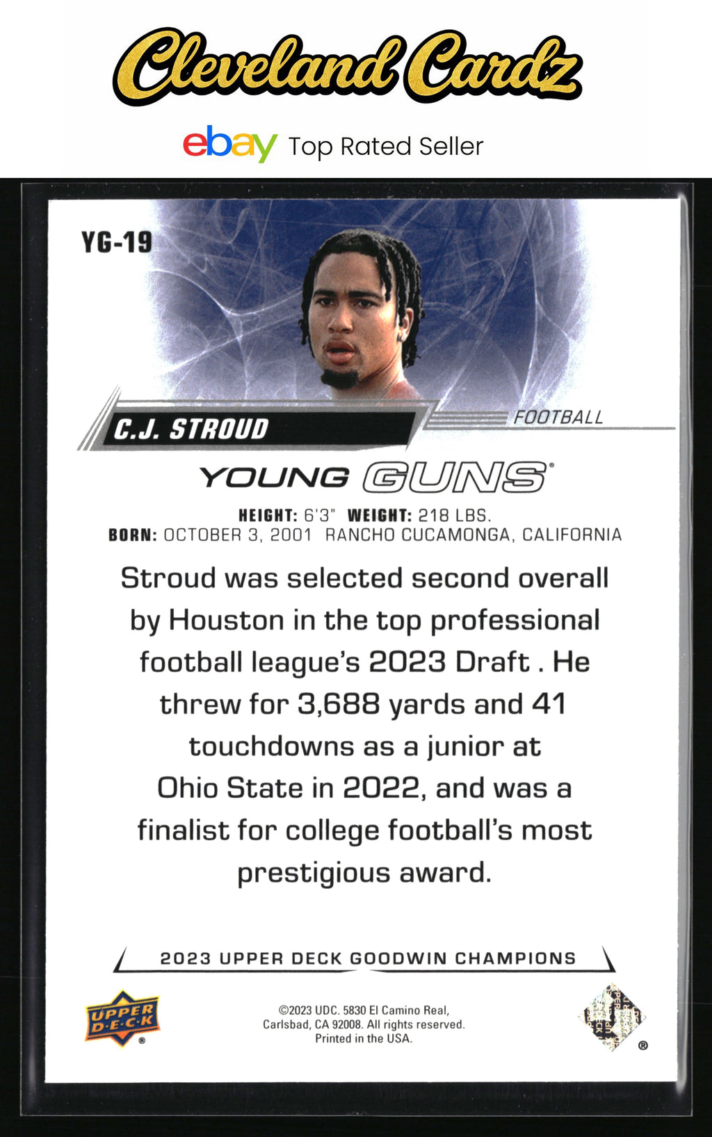 2023 Upper Deck Goodwin Champions #YG-19 C.J. Stroud Upper Deck Young Guns