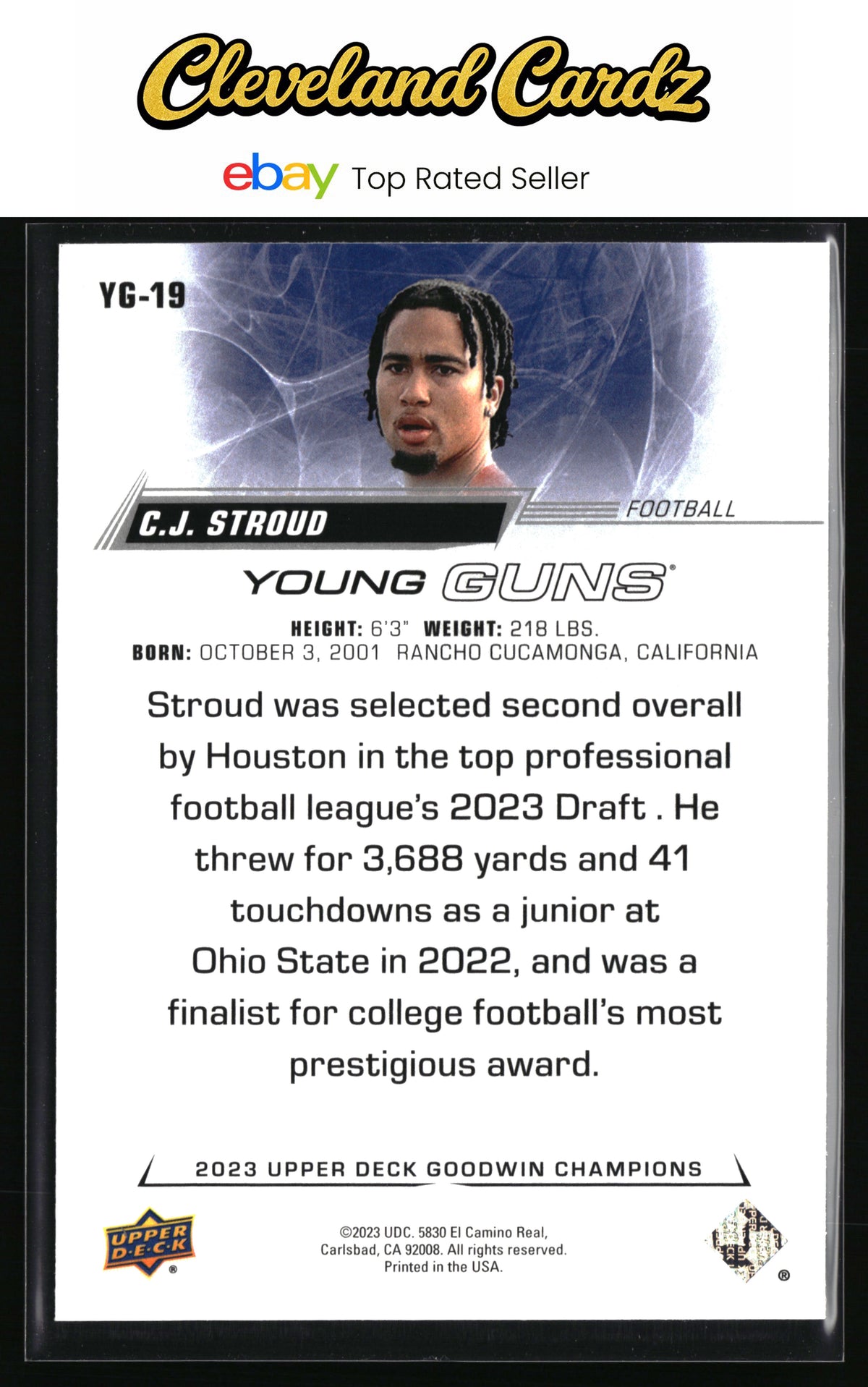 2023 Upper Deck Goodwin Champions #YG-19 C.J. Stroud Upper Deck Young Guns