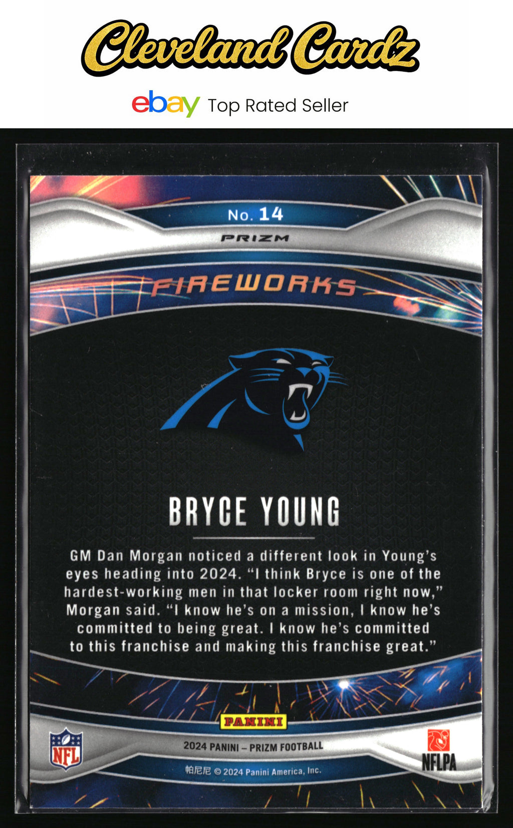 2024 Panini Prizm #14 Bryce Young Fireworks Green Wave Prizm