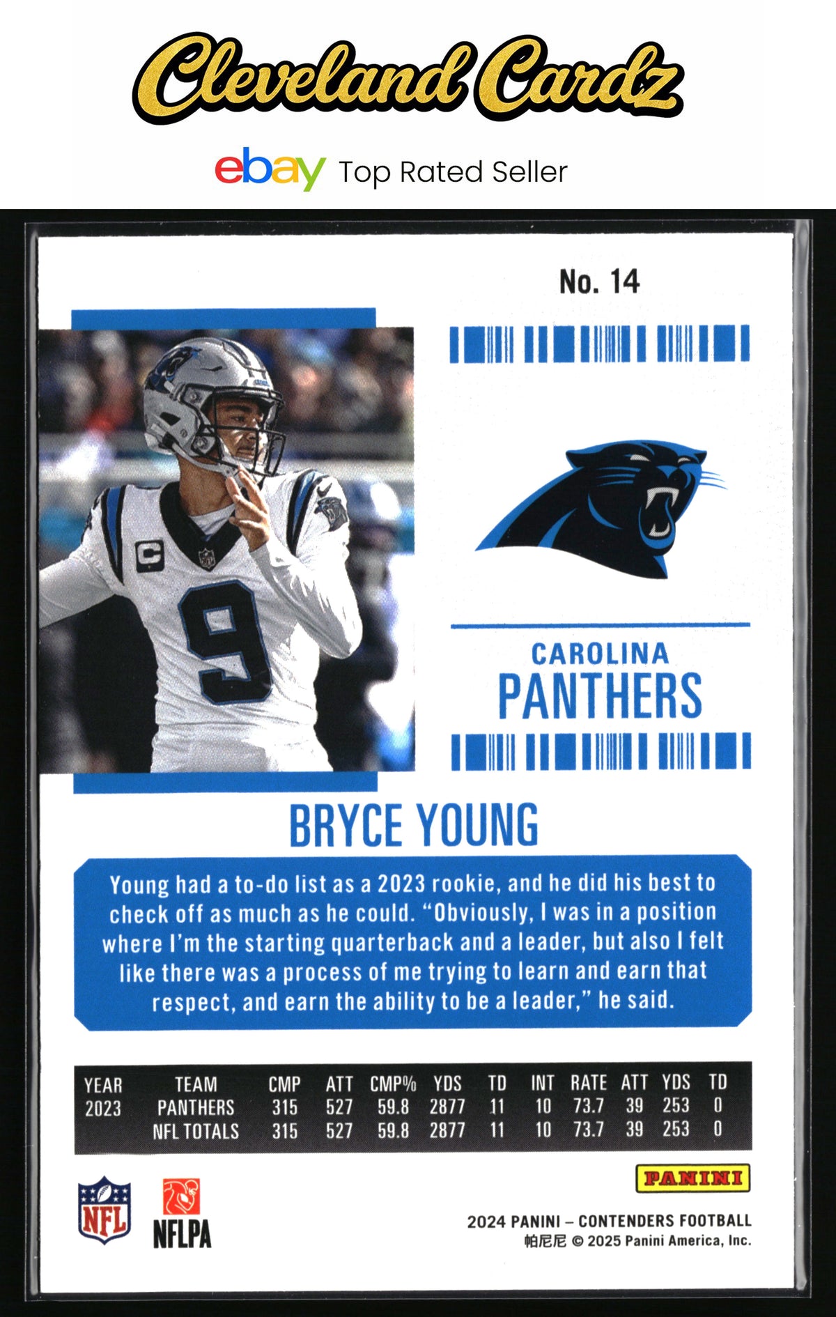 2024 Panini Contenders #14 Bryce Young Game Ticket Bronze
