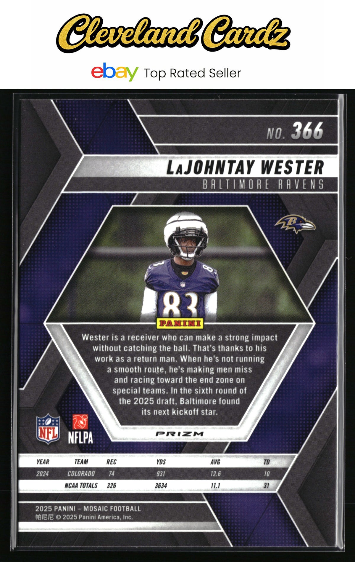 2025 Panini Mosaic #366 LaJohntay Wester Purple Scope