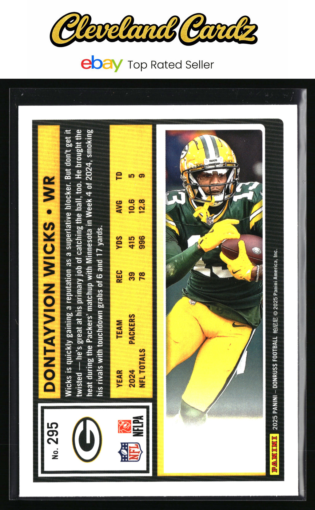 2025 Donruss #295 Dontayvion Wicks Press Proofs Blue