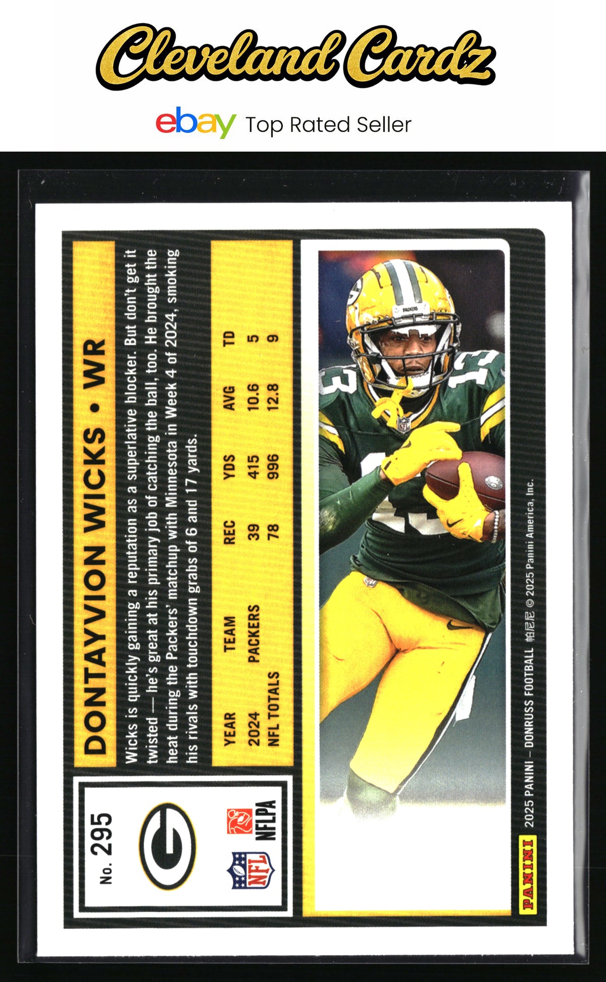 2025 Donruss #295 Dontayvion Wicks Press Proofs Blue