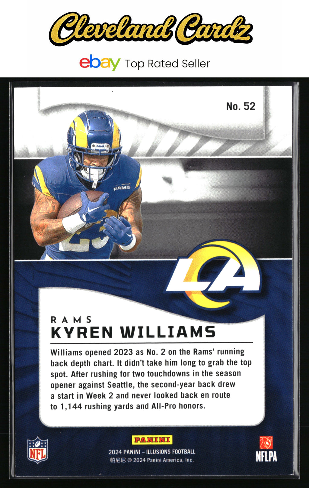 2024 Panini Illusions #52 Kyren Williams Emerald Trophy Collection