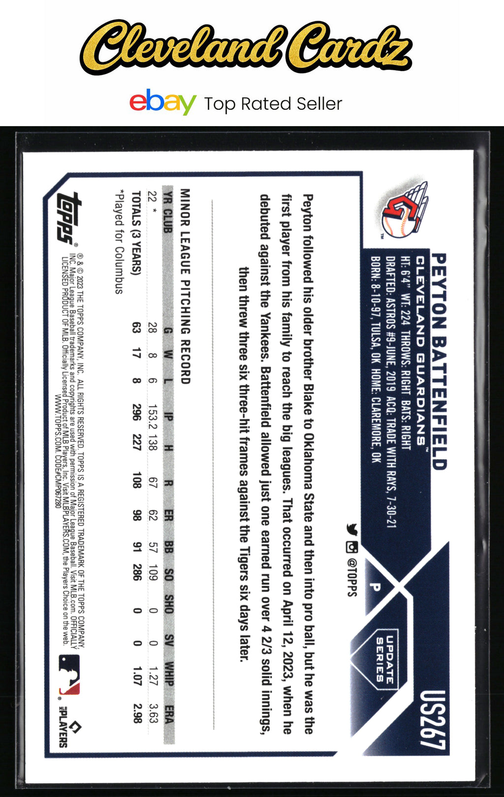 2023 Topps Update #US267 Peyton Battenfield Rainbow Foil