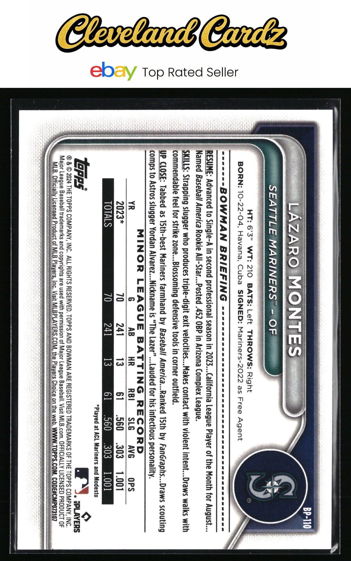 2024 Bowman #BP-110 Lazaro Montes Prospects