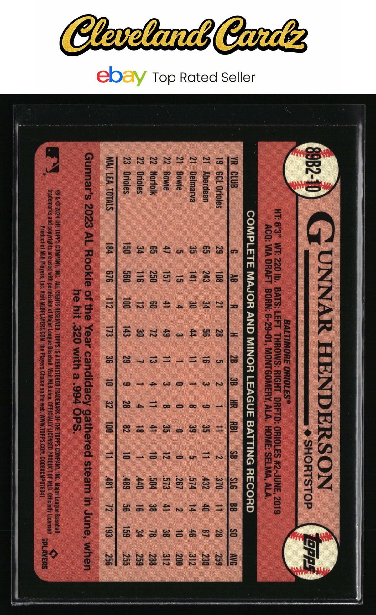 2024 Topps #89B2-10 Gunnar Henderson 1989 Topps Baseball 35th Anniversary