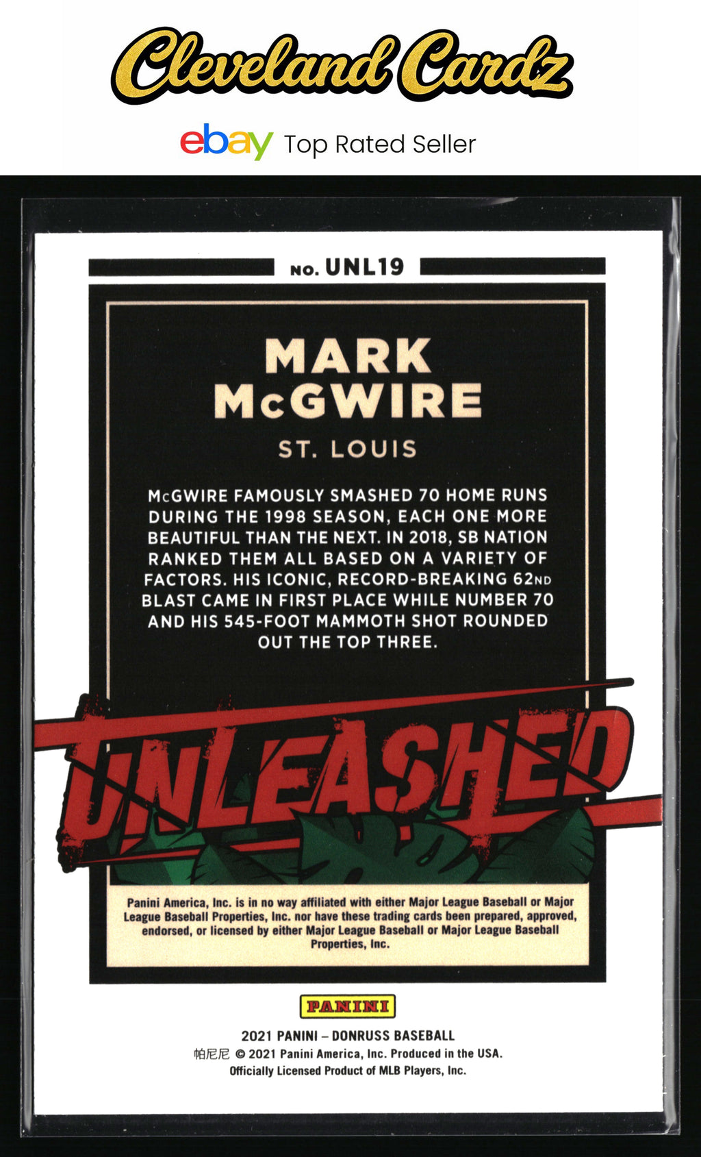 2021 Donruss #UNL19 Mark McGwire Unleashed Pink Fireworks