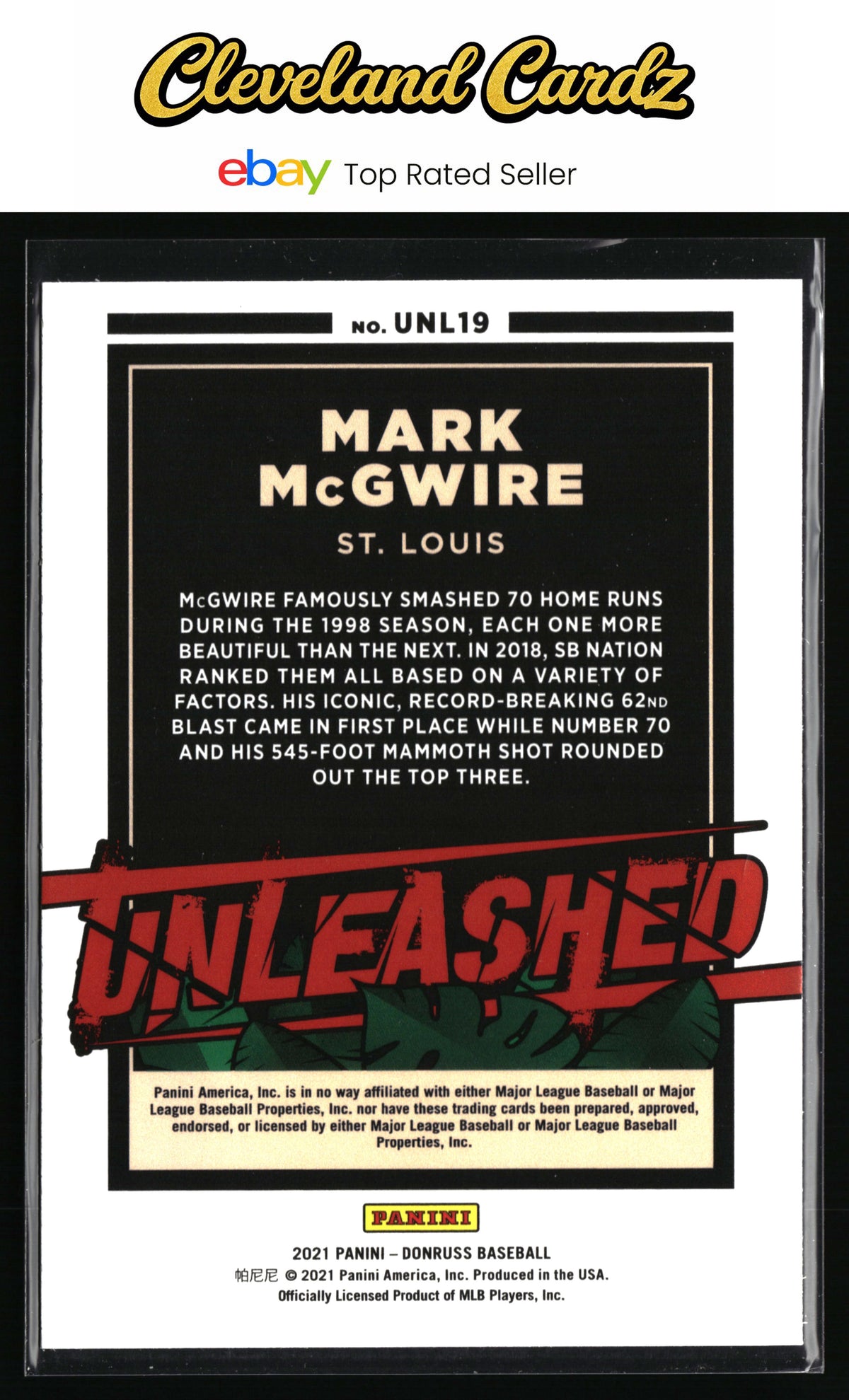 2021 Donruss #UNL19 Mark McGwire Unleashed Pink Fireworks