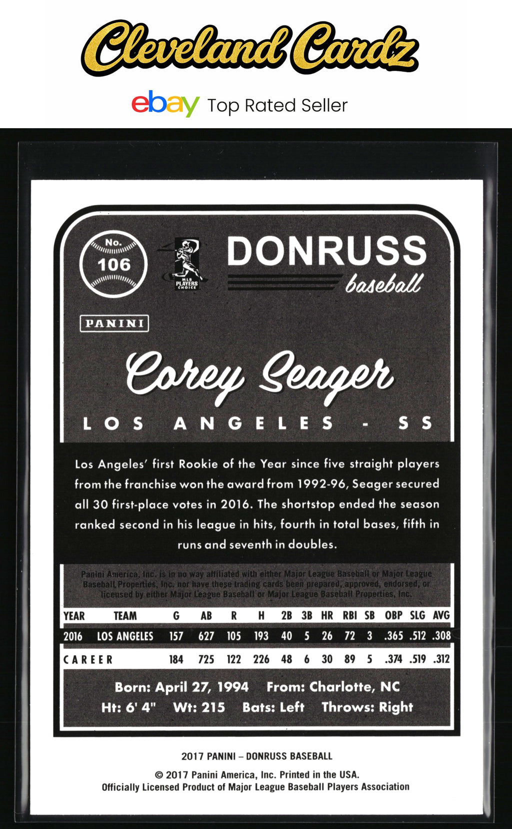 2017 Donruss #106 Corey Seager