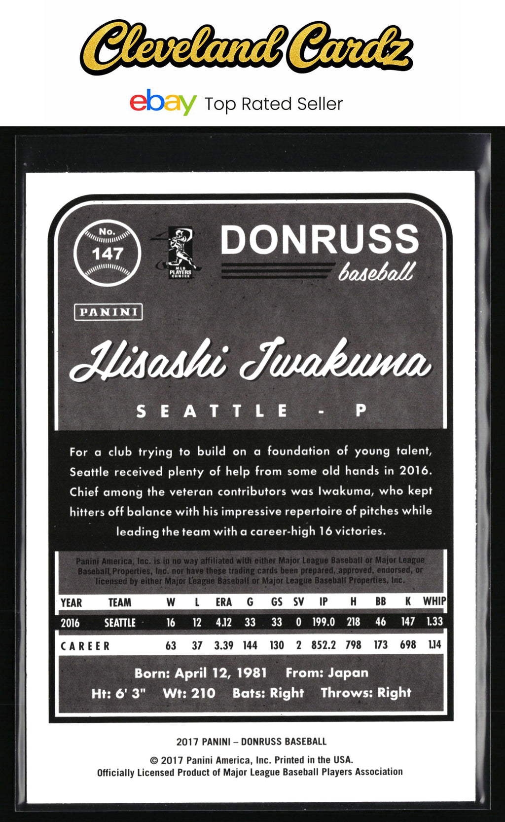 2017 Donruss #147 Hisashi Iwakuma