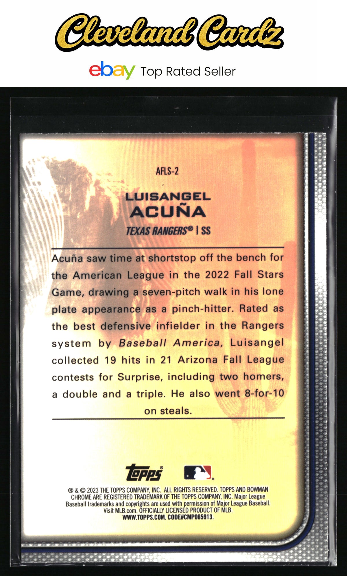 2023 Bowman Chrome #AFLS-2 Luisangel Acuña 2022 AFL Fall Stars