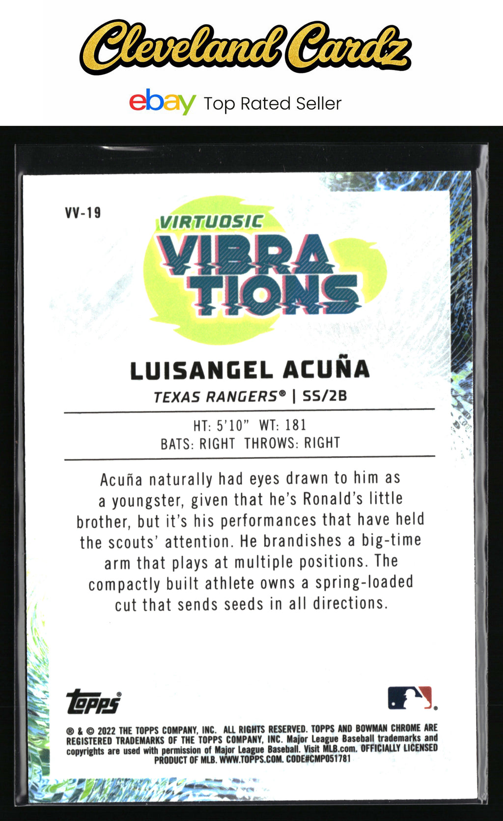 2022 Bowman #VV-19 Luisangel Acuña Virtuosic Vibrations