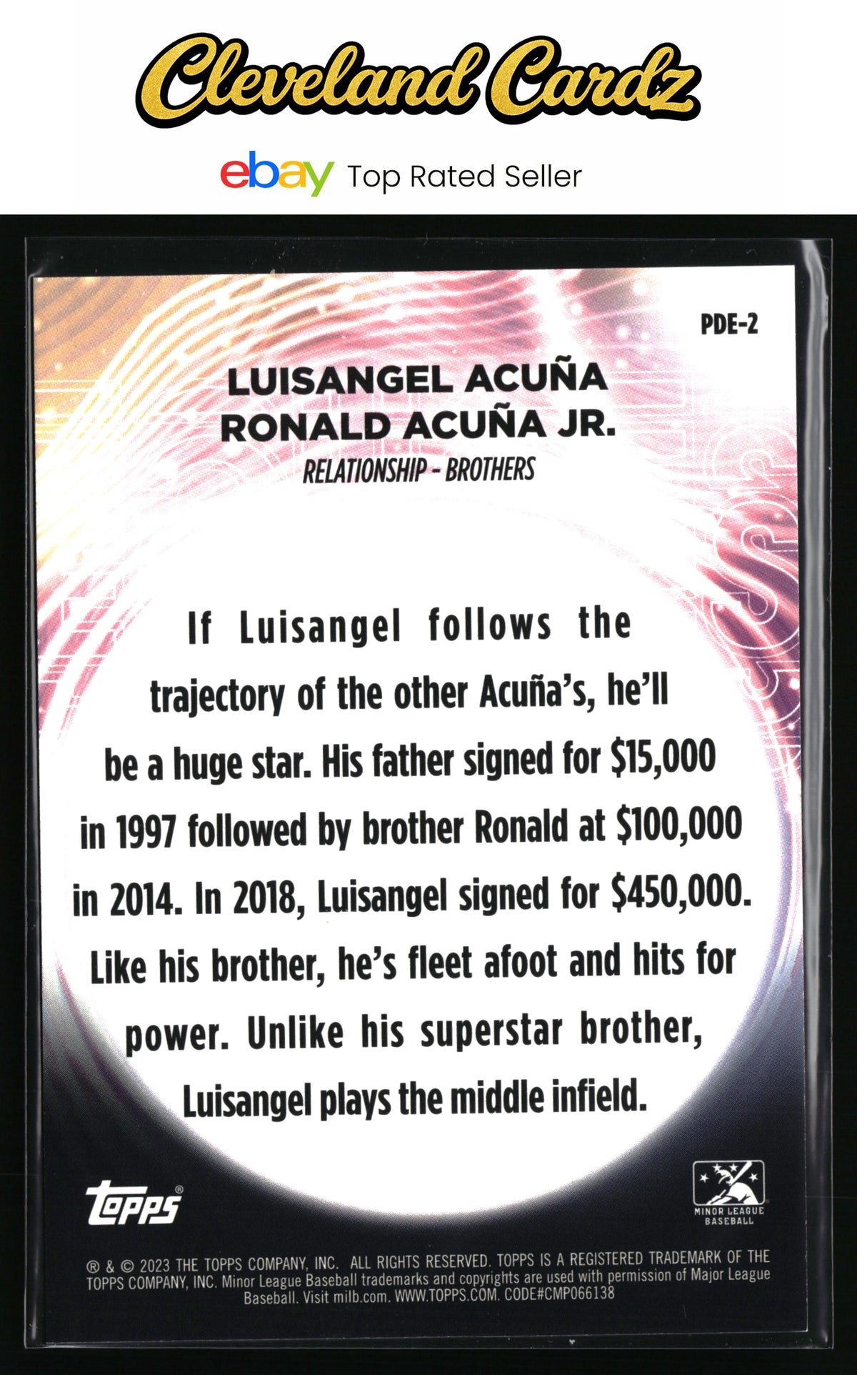 2023 Topps Pro Debut #PDE-2 Ronald Acuña Jr./Luisangel Acuña Pro Debut Echoes
